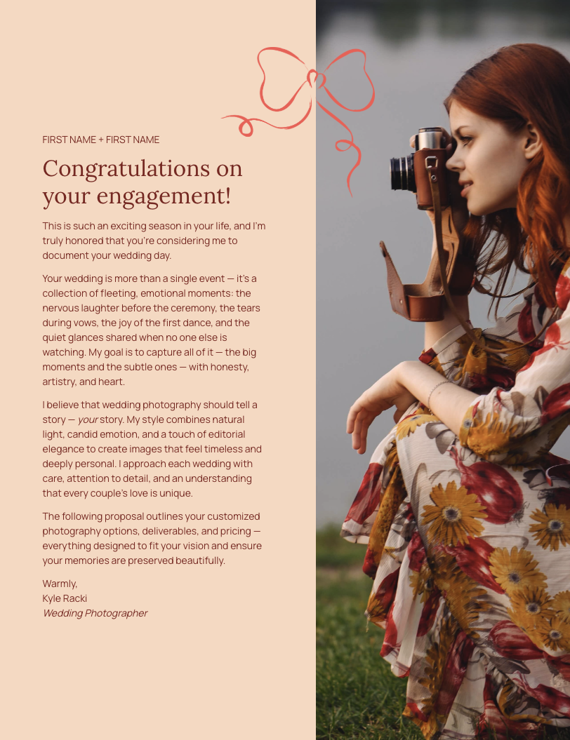 Wedding Photography Proposal Template to Win More Clients Proposify